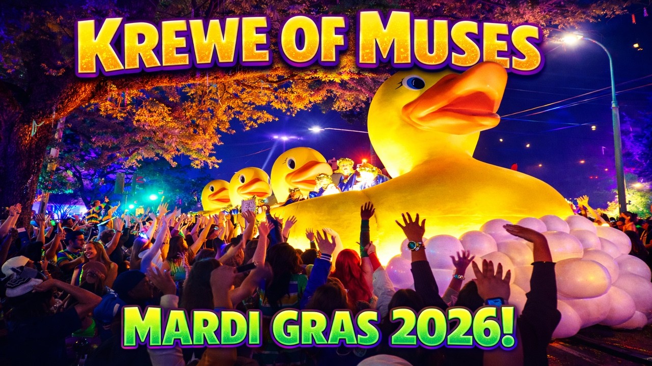Krewe of Muses Parade, Mardi Gras 2026! 💜🦆 New Orleans’ Most Beloved Night Parade!