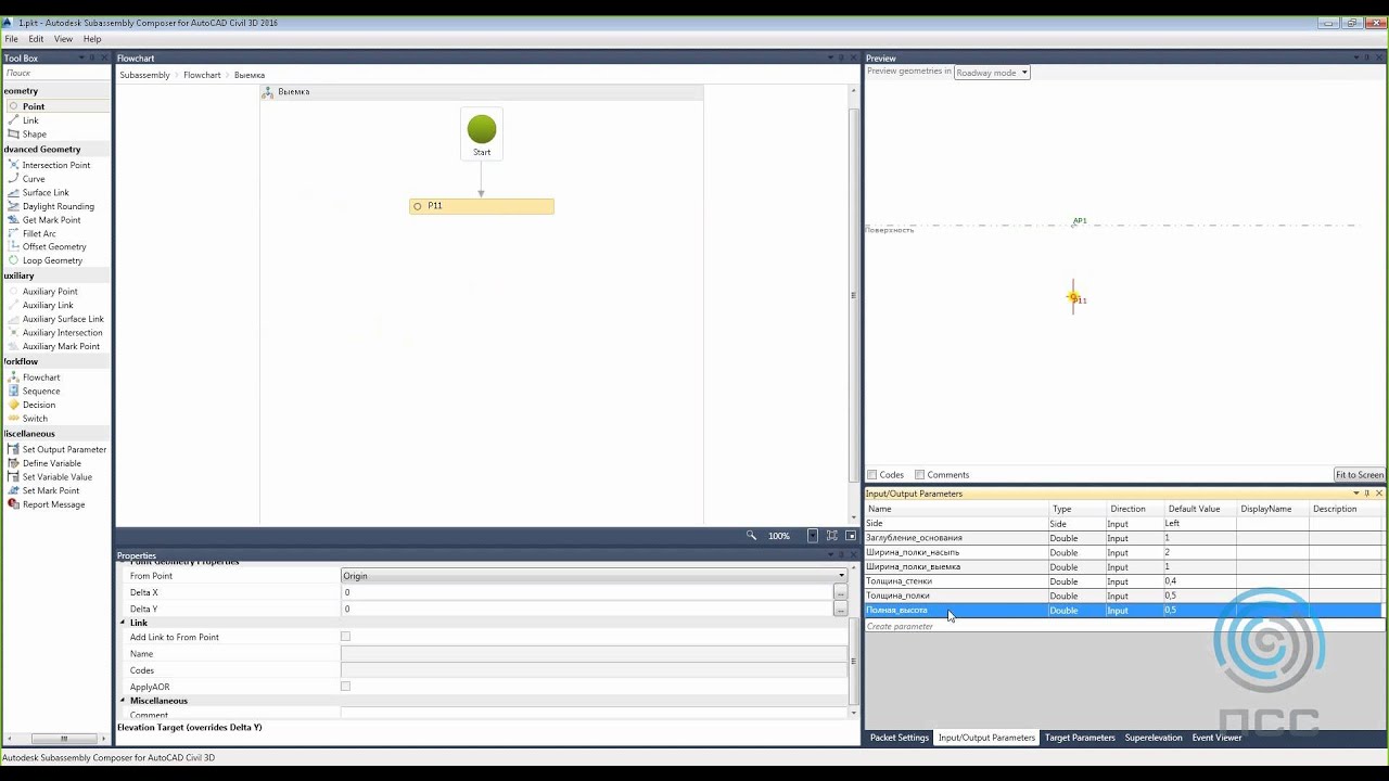Subassembly Composer - создание пользовательских элементов конструкций для AutoCAD Civil 3D