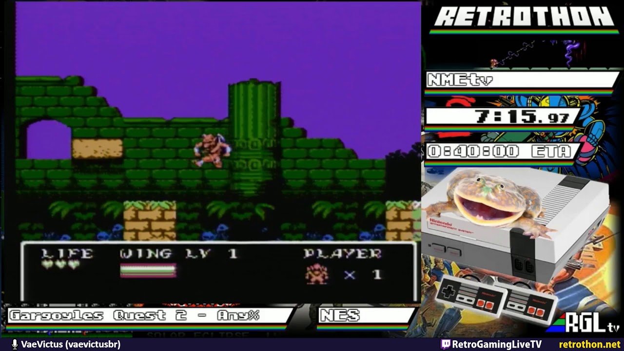 RGLtv Retrothon 2019.  Gargoyle's Quest II (Any%).  NMEtv