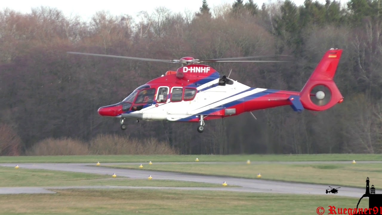 [HD] EC 155 Approach/Landing at EDCG Rügen airfield with great sound