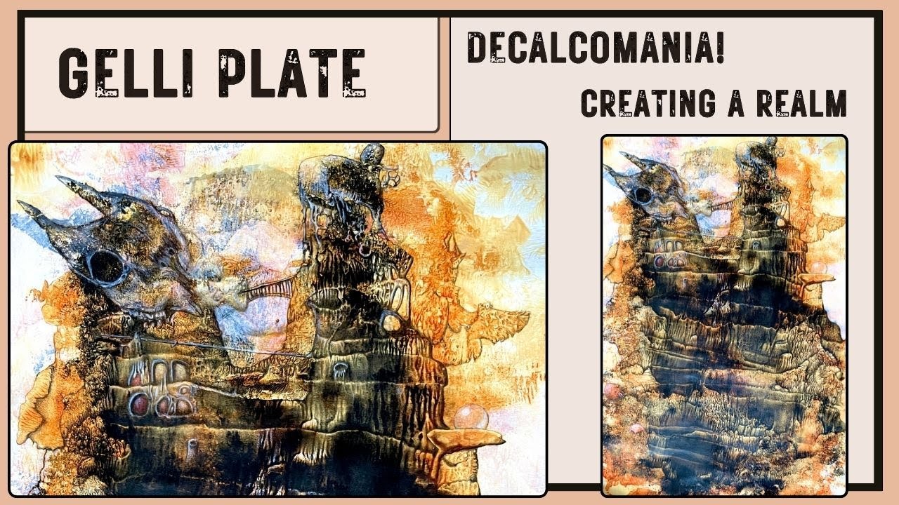 WITH or W/O the GELLI PLATE: Decalcomania - printing and developing a fantasy realm!