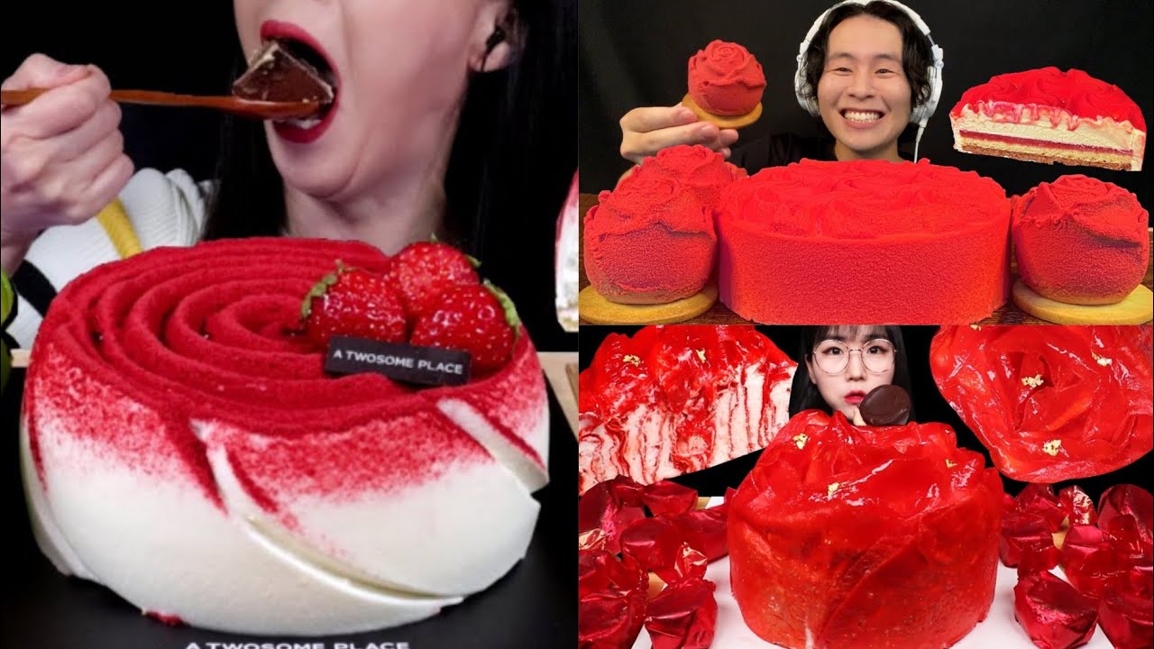 Valentine’s Special Rose Cake Mukbang 🌹❤️