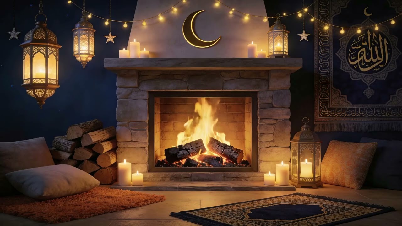 🔥 Ramadan Fireplace Ambience 2026 | 10 Hours | مدفأة رمضان | Pure Crackling Fire | No Music | 4K