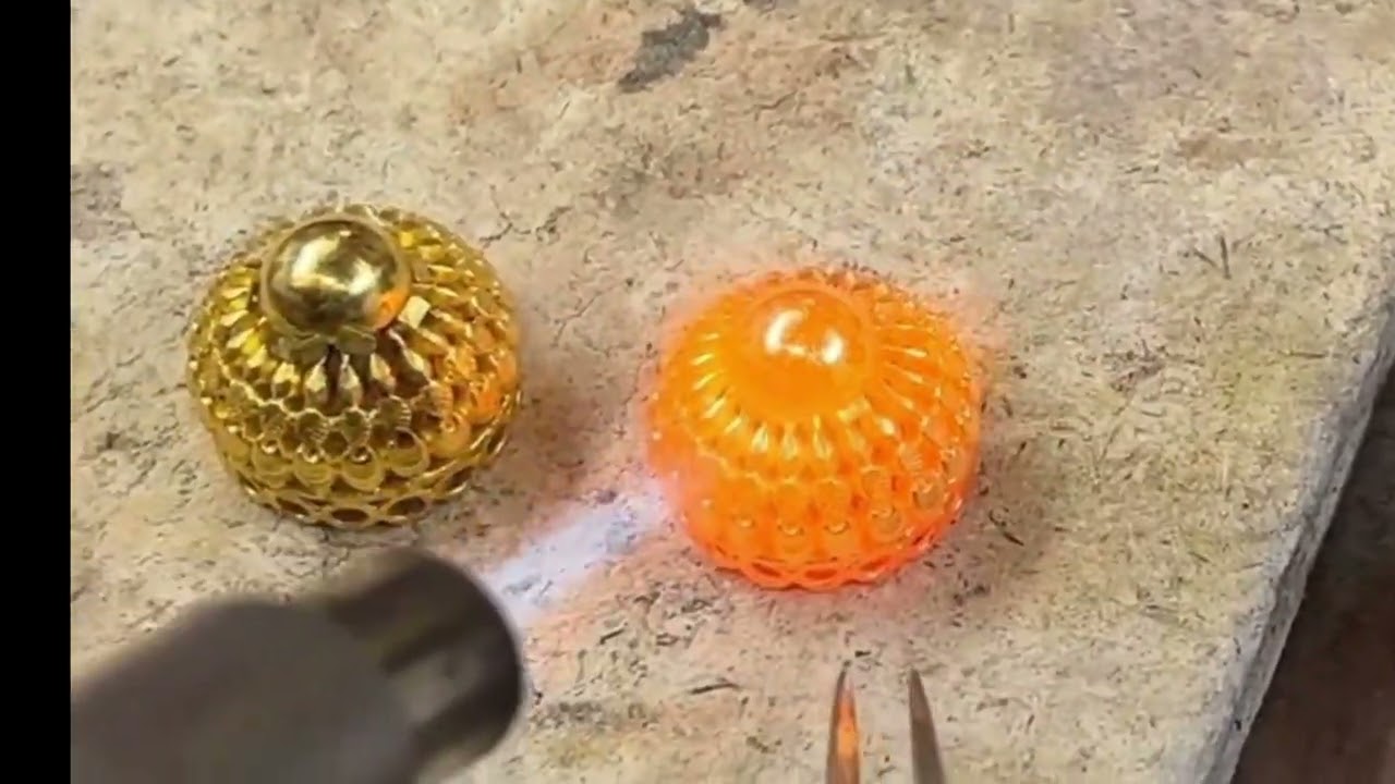 Making process of Gold bali design with jhumka /earrings jhumka making process