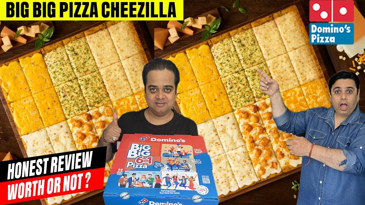 Domino's Big Big Pizza Veg Cheezilla Pizza ! Domino's Big Big 6-in-1 Pizza Dominos New Pizza Review
