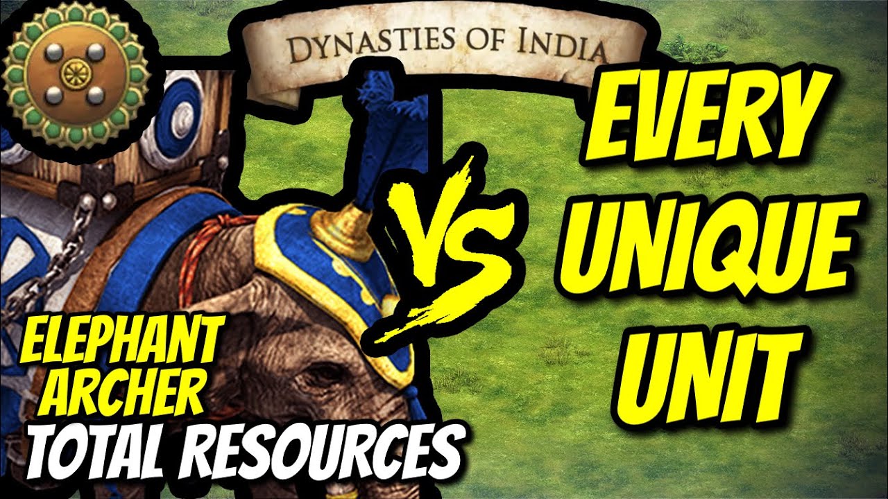 ELITE ELEPHANT ARCHER (Gurjaras) vs EVERY UNIQUE UNIT (Total Resources) | AoE II: DE