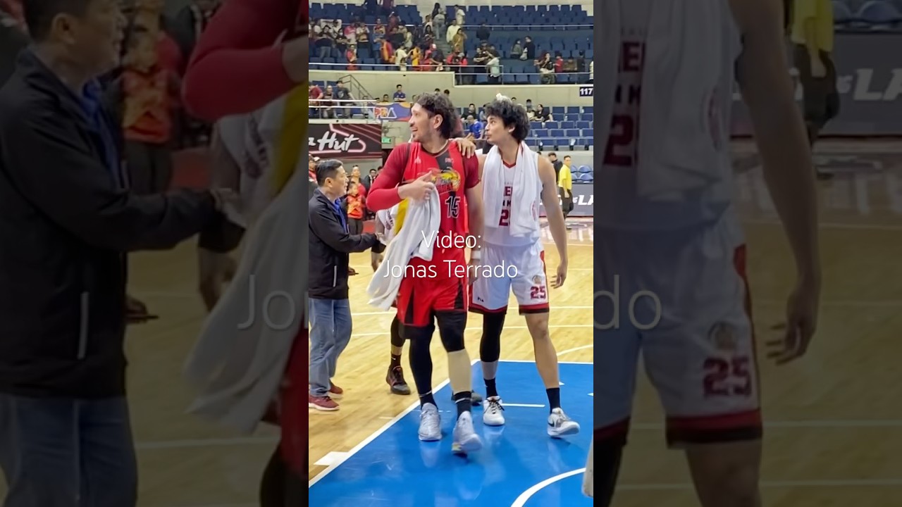 JUNE MAR FAJARDO AT JAPETH AGUILAR PAGKATAPOS NG 49-POINT WIN NG SAN MIGUEL SA GINEBRA #pba