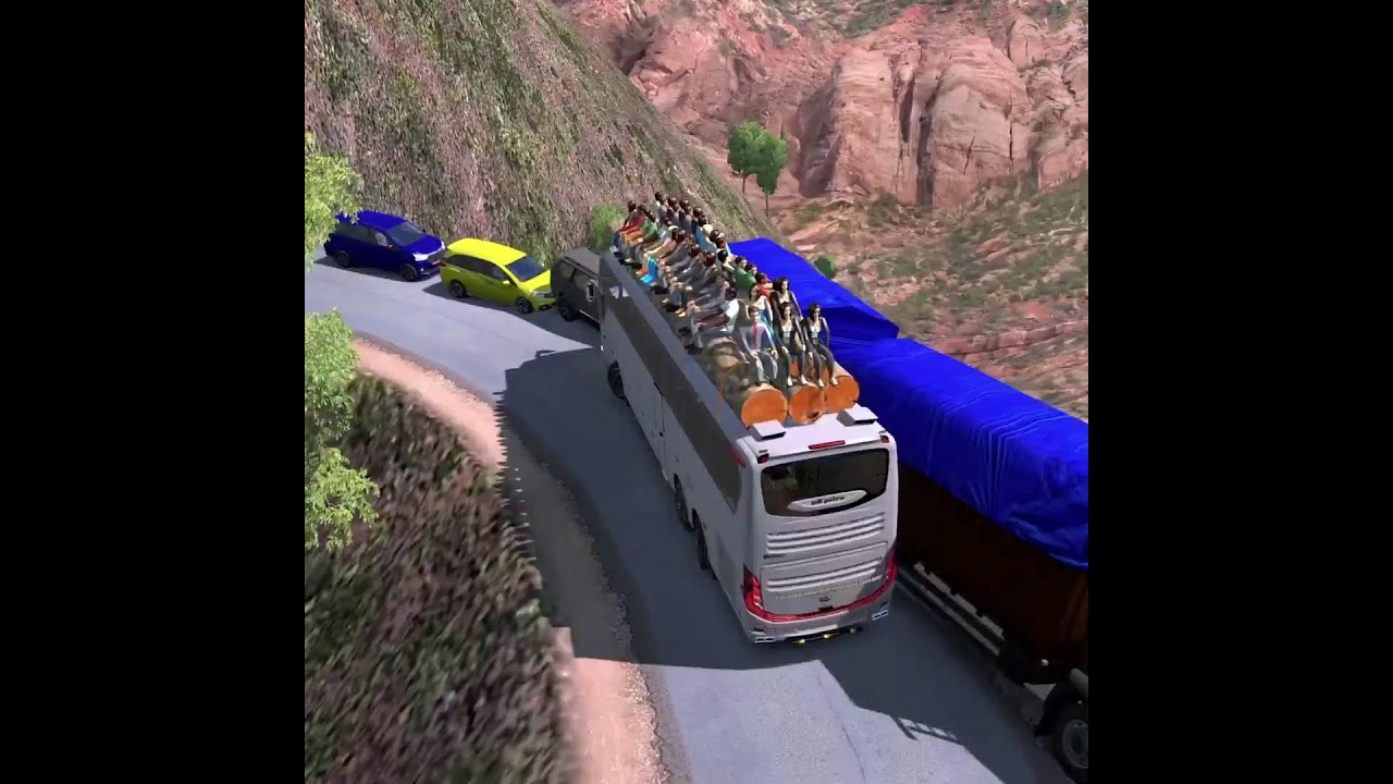 Horror Trip by Bus on Mountain Roads Loaded with Passengers Over Capacity | Euro Truck Simulator 2