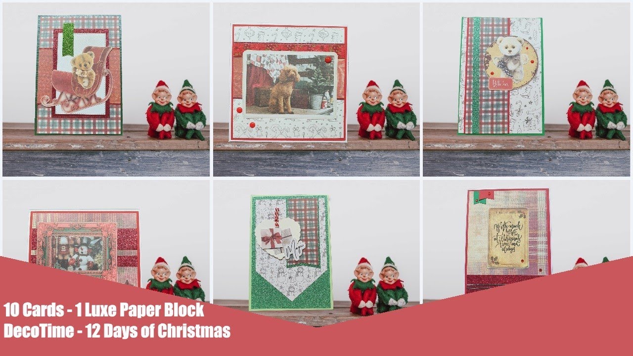 🎅🎄🎅 10 Cards - 1 Luxe Paper Block || DecoTime -Red Christmas || 12 Days of Christmas
