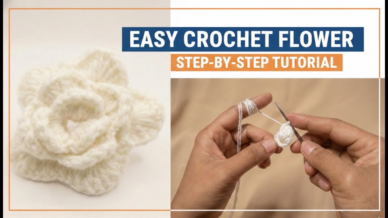 Easy Crochet Flower Pattern | How to Crochet a 3D Rose for Beginners