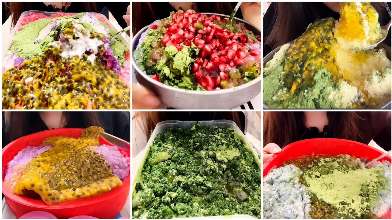 XQ || ICE WITH PASSION FRUIT, MATCHA AND MILK POWDER MIXED || Ice Shop ✨