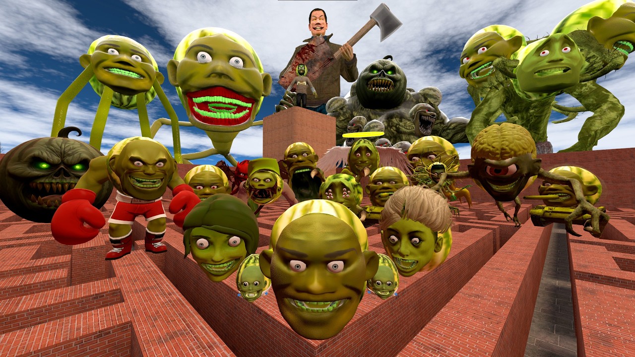 Вся семья Лин Ган Мелон и проклятый демон-босс преследуют меня в Garry's Mod!