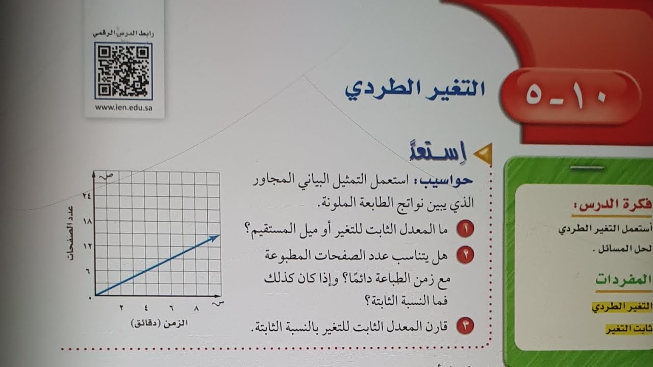 التغير الطردي ثاني متوسط