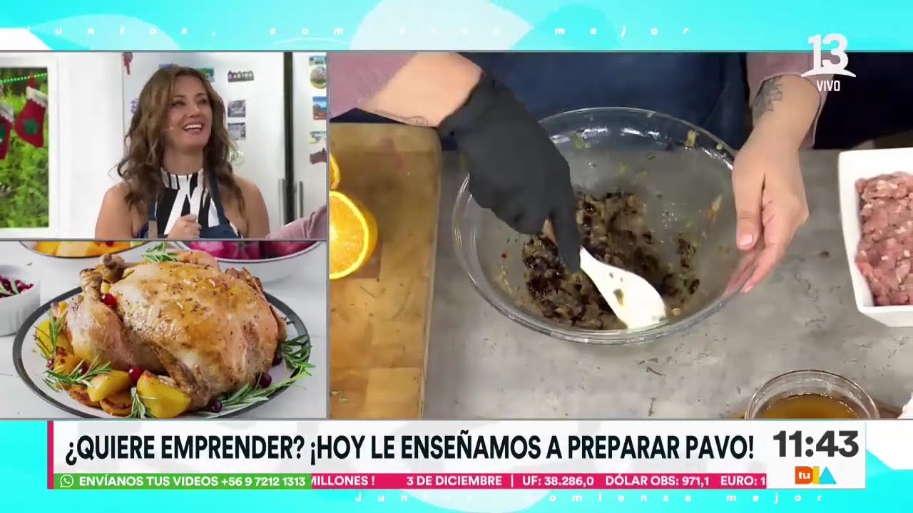 Camila Chef enseña paso a paso cómo preparar pavo relleno para navidad | Tu Día | Canal 13