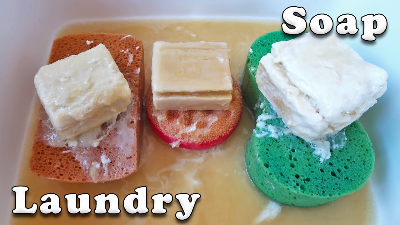 ASMR LAUNDRY MUSHY SOAP 🧼 Soaked Soap Sponge Squeezing