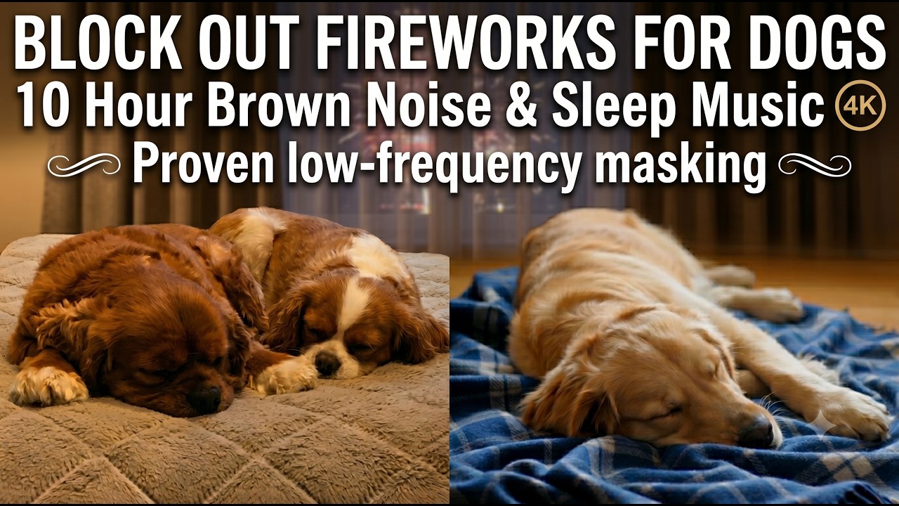 Block Out Fireworks for Dogs | 10 Hour Brown Noise & Sleep Music