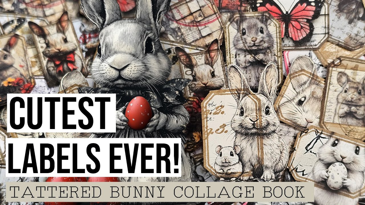 Make the CUTEST LABELS for your COLLAGE FODDER stash! [TATTERED BUNNY COLLAGE BOOK]