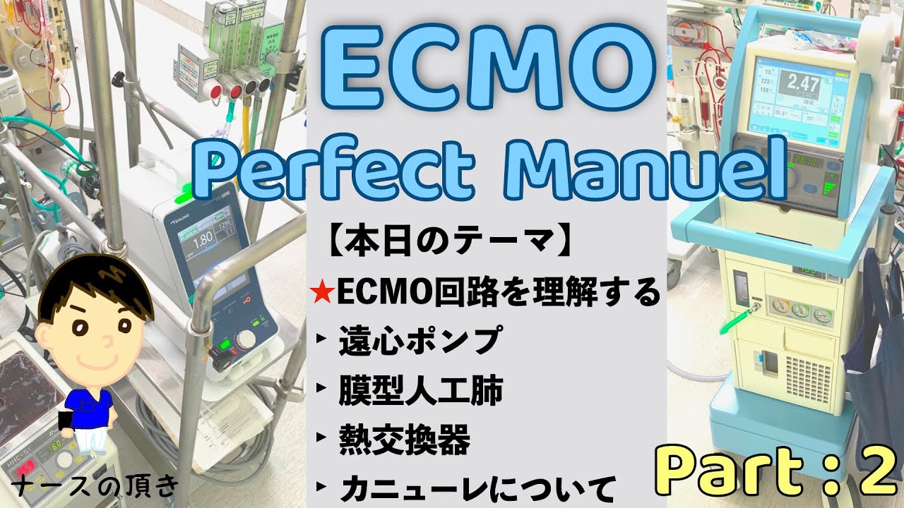 【ECMO Part：2】｢ECMO回路を理解する｣▶︎遠心ポンプ▶︎膜型人工肺▶︎熱交換器▶︎カニューレについて