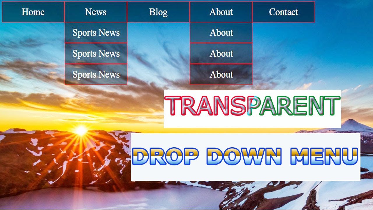 How to create Transparent Drop Down Navigation Menu using html and css||FR Services||