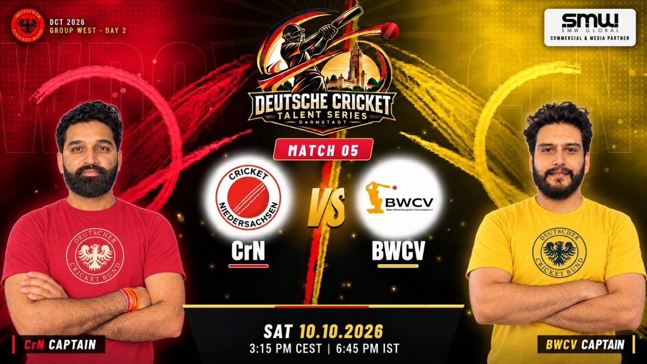 🔴 LIVE | CrN vs BWCV | Match 5 | DCT 2026 | Deutscher Cricket Talent Series
