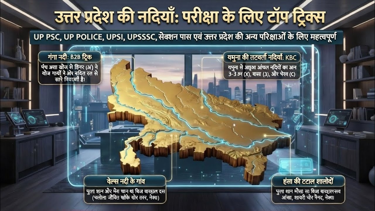 यूपी की सभी नदियाँ एक वीडियो में | UP Rivers GK | सभी प्रतियोगी परीक्षाओं के लिएOne Shot Revision