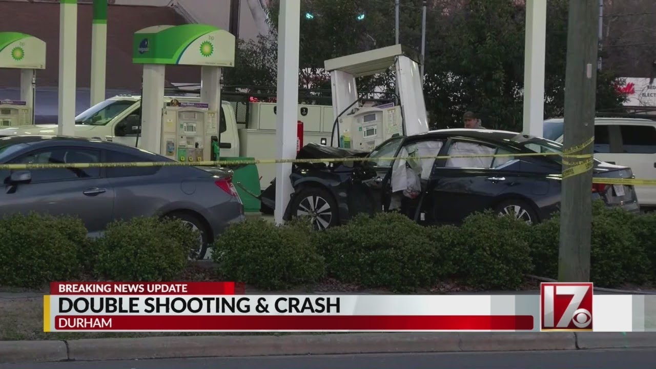 2 shot in Durham, car crashes into gas pumps, police say