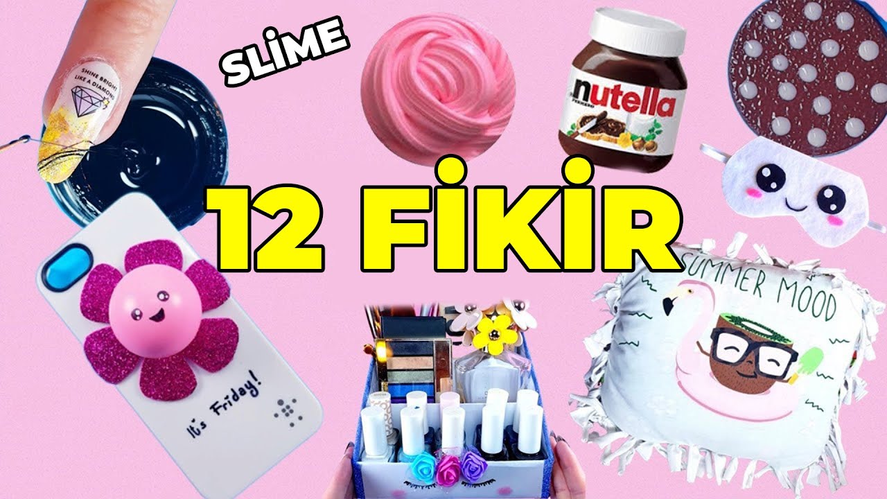 12 YENİ FİKİR! EVDE SIKILDIĞINIZDA YAPABİLECEĞİNİZ YENİ FİKİRLER-Tırnak, Slime, Telefon Kılıfı...