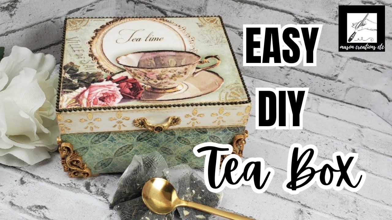 EASY Decoupage Tutorial - Convert a Plain Wooden Box into a VINTAGE Tea Storage Box