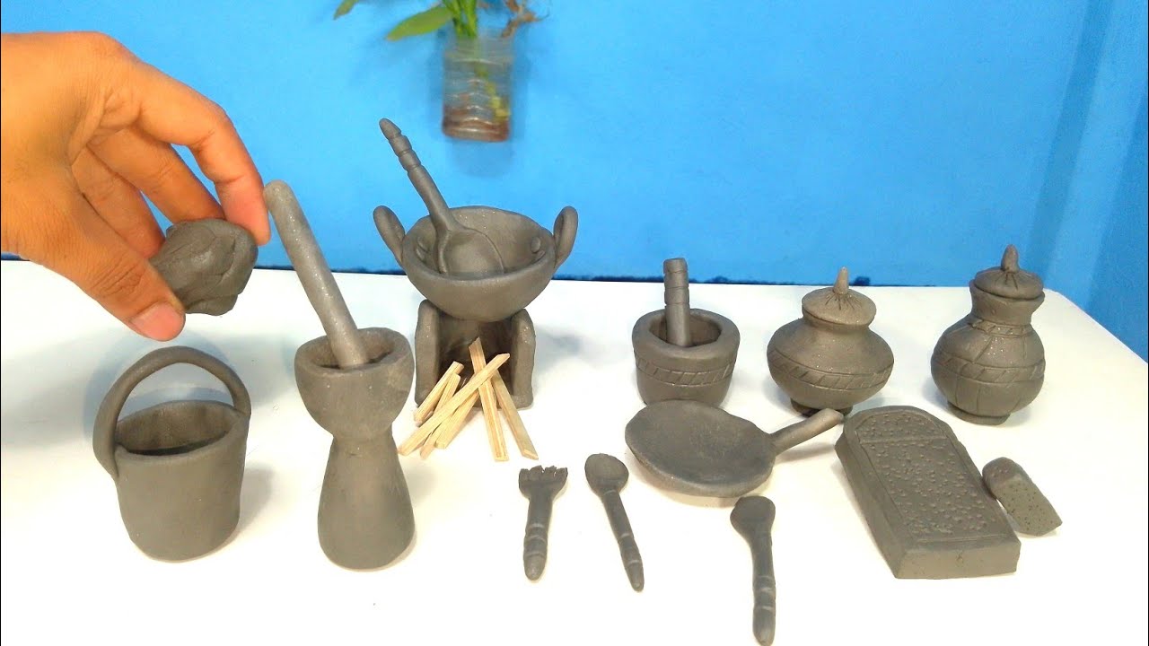 Making a Realistic Miniature Terracotta Kitchen Set ✨​Ancient Pottery Art 🥣​