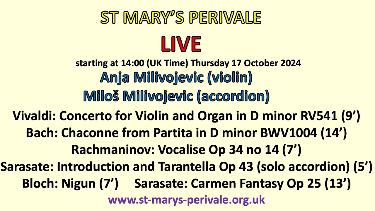 St Mary's Perivale LIVE : Anja Milivojevic (violin) Miloš Milivojevic (accordion)