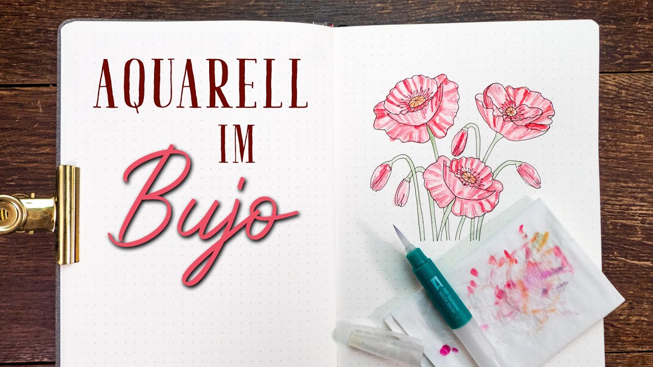 Wassertankpinsel: Aquarell im Bullet Journal