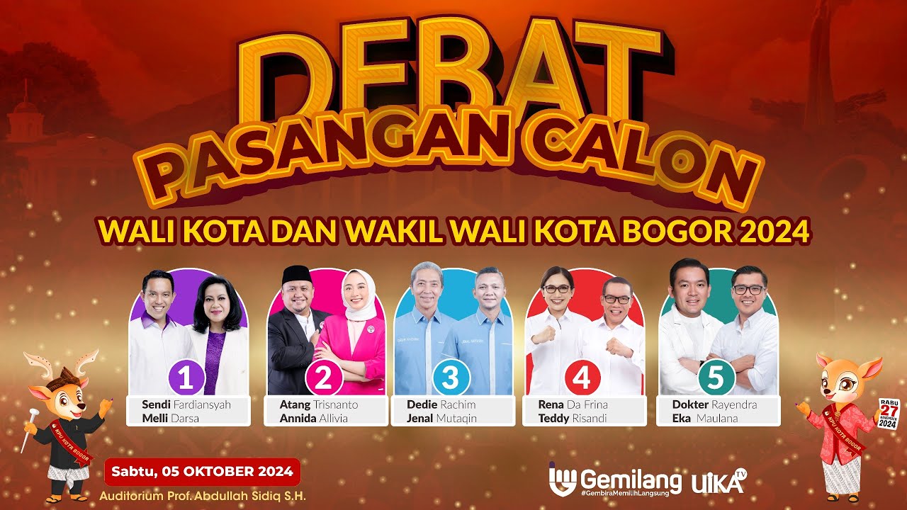 🔴 (Live)  Debat pasangan calon walikota dan wakil walikota Bogor 2024