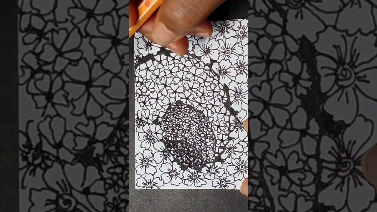Relieve stress by drawing flowers in the hole #art #doodleart #zendoodle #zentangle #mindfulness
