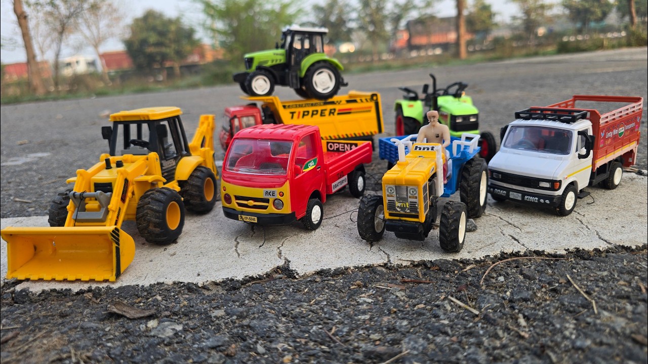 JCB 5CX Fully Loading Black Stone & Sand Truck Tractor | Truck Accident Pulling Out JCB 3DX |part-8