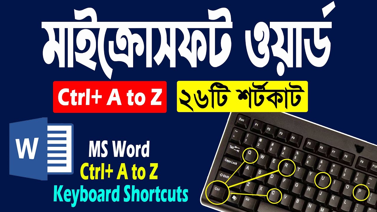 MS Word 26 Useful Keyboard Shortcuts Key | Ctrl+A to Z Shortcuts | All shortcut List of MS Word