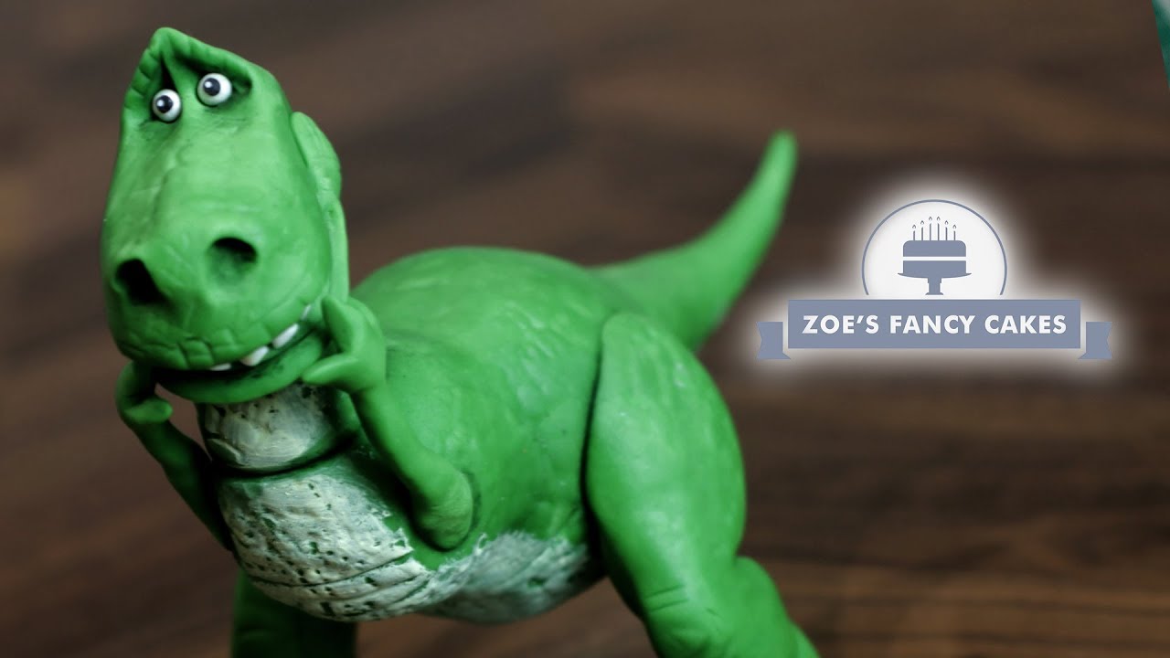 Toy Story Rex cake topper using modelling chocolate