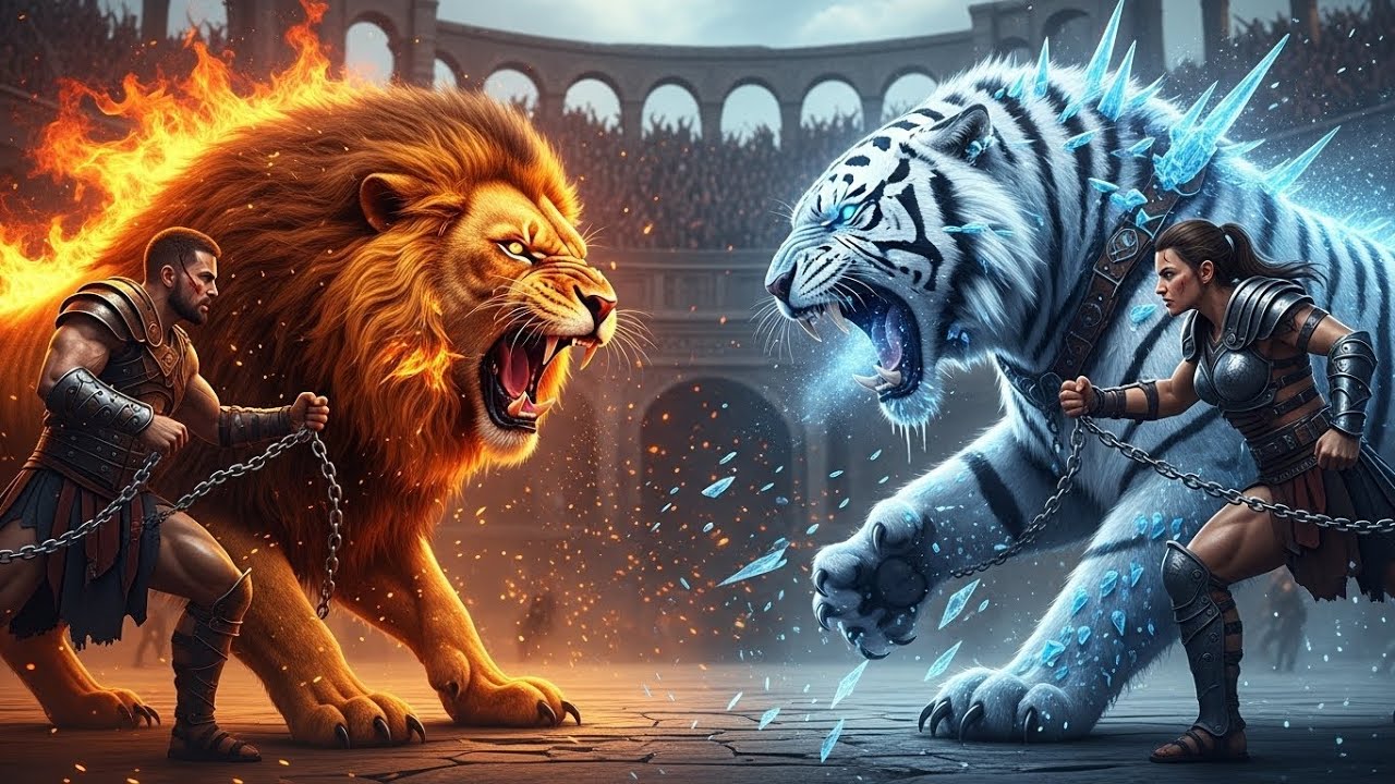 Fire Lion vs Ice Tiger 🥶🔥 #wildclash