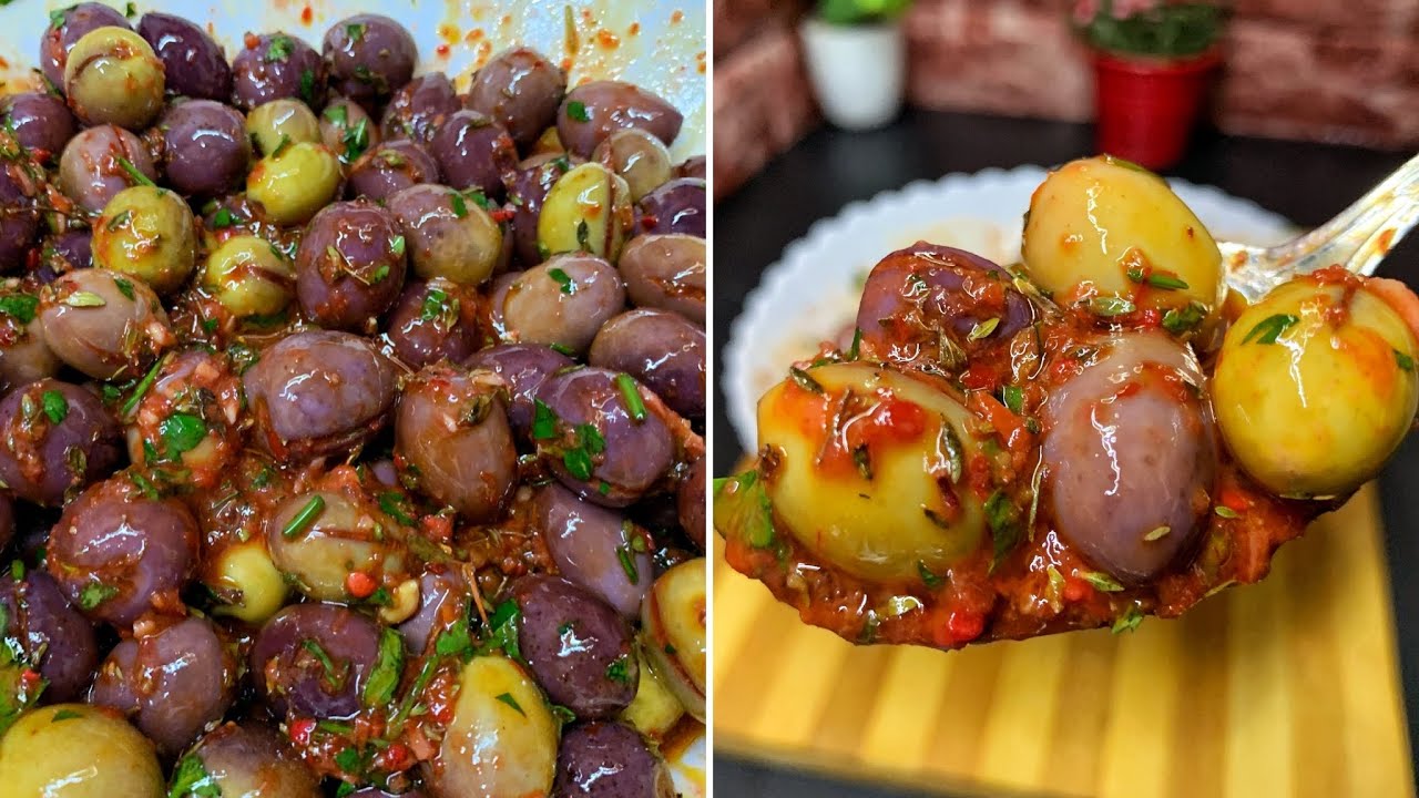 زيتون متبل | شرمولة زيتون سهلة تحضير🫒 |  AMAZING MOROCCAN MARINATED OLIVES RECIPE