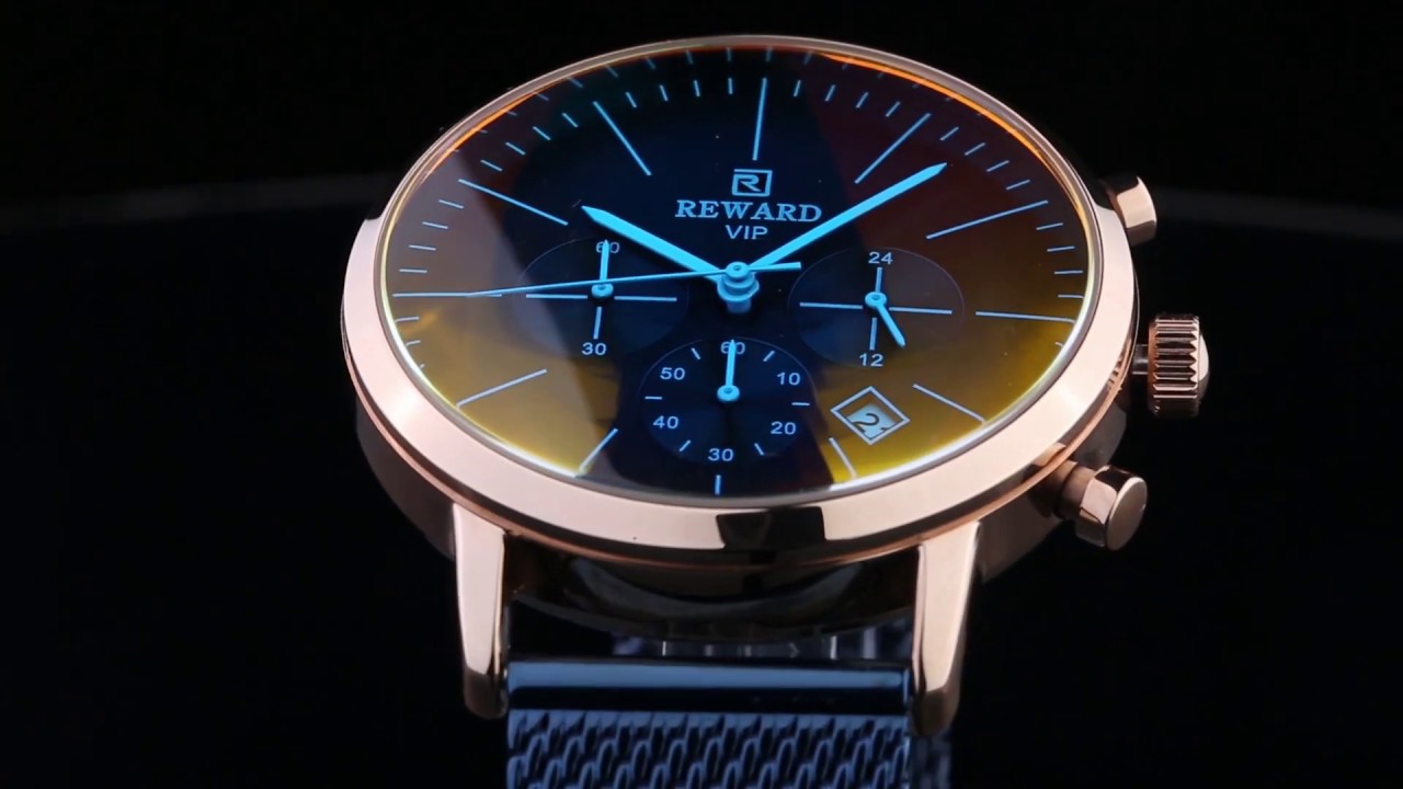 New Fashion Color Bright Glass Men Top Luxury Brand Chronograph Stainless Steel Business Wrist Watch