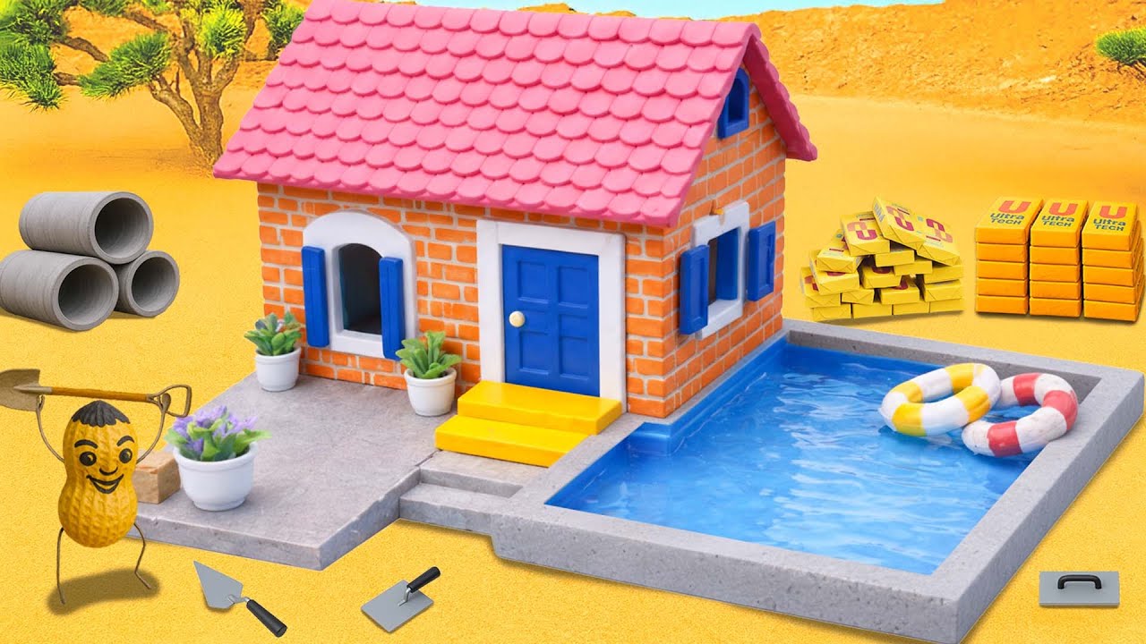 DIY Science Project – Building a Modern Mini Brick House with Swimming Pool & Water Float System