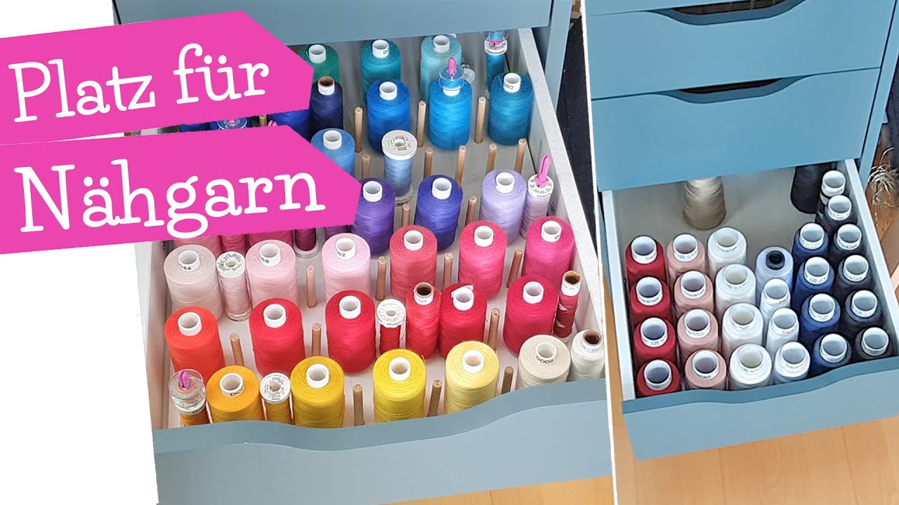 Garnrollen Aufbewahrung ohne Einstauben | Nähzimmer Einrichtung Nähgarn | IKEA ALEX DIY | mommymade