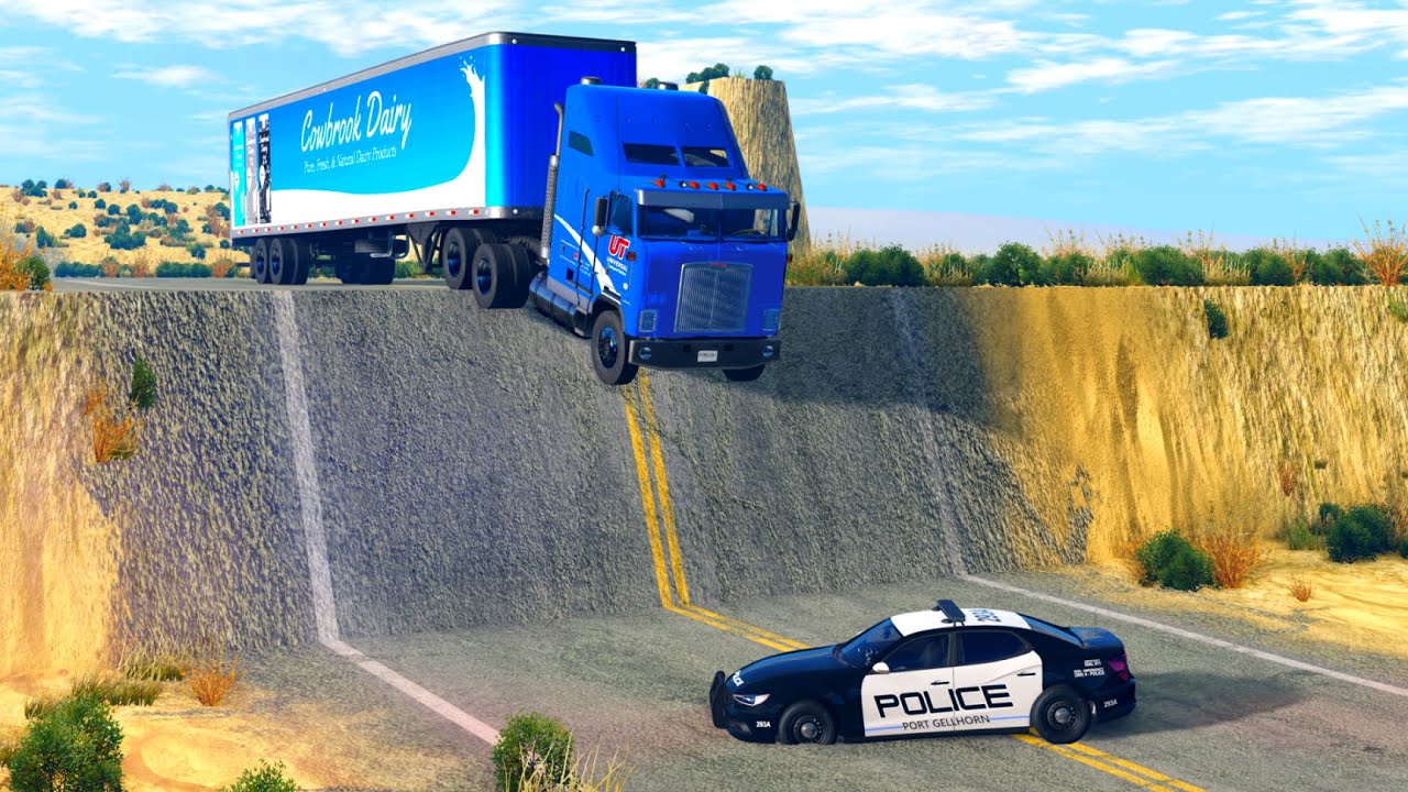TRUCK VS INCOMPLETE ROADS COMPILATION BEAMNG.DRIVE