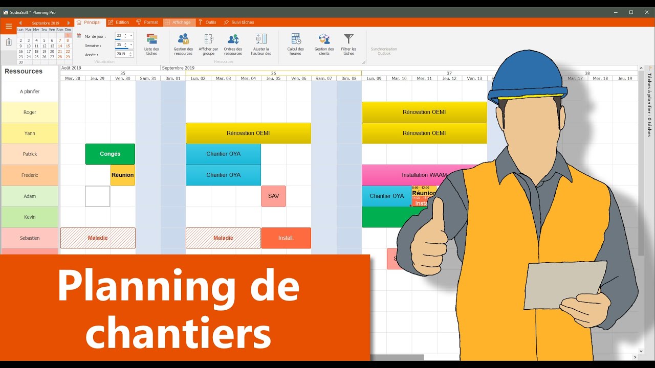 Planning de chantier (version de 2018)