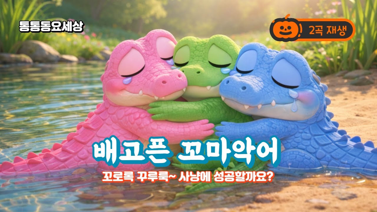배고픈 꼬마악어 꼬로록 꾸루룩|아기사슴 사냥도전 신나는 어린이,영유아 동요|교육동요|통통동요세상