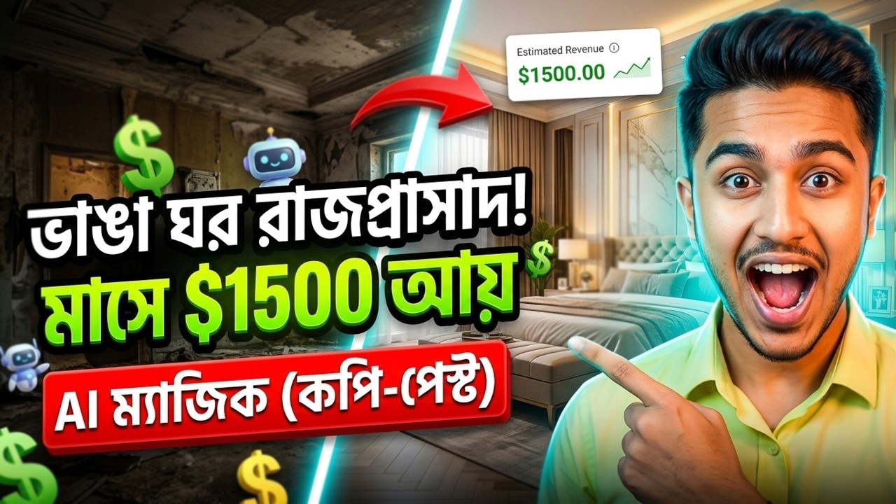 Ai দিয়ে Home Renovation ভিডিও বানিয়ে প্রতি মাসে $1500 আয় করুন ! Insane House Transformation AI