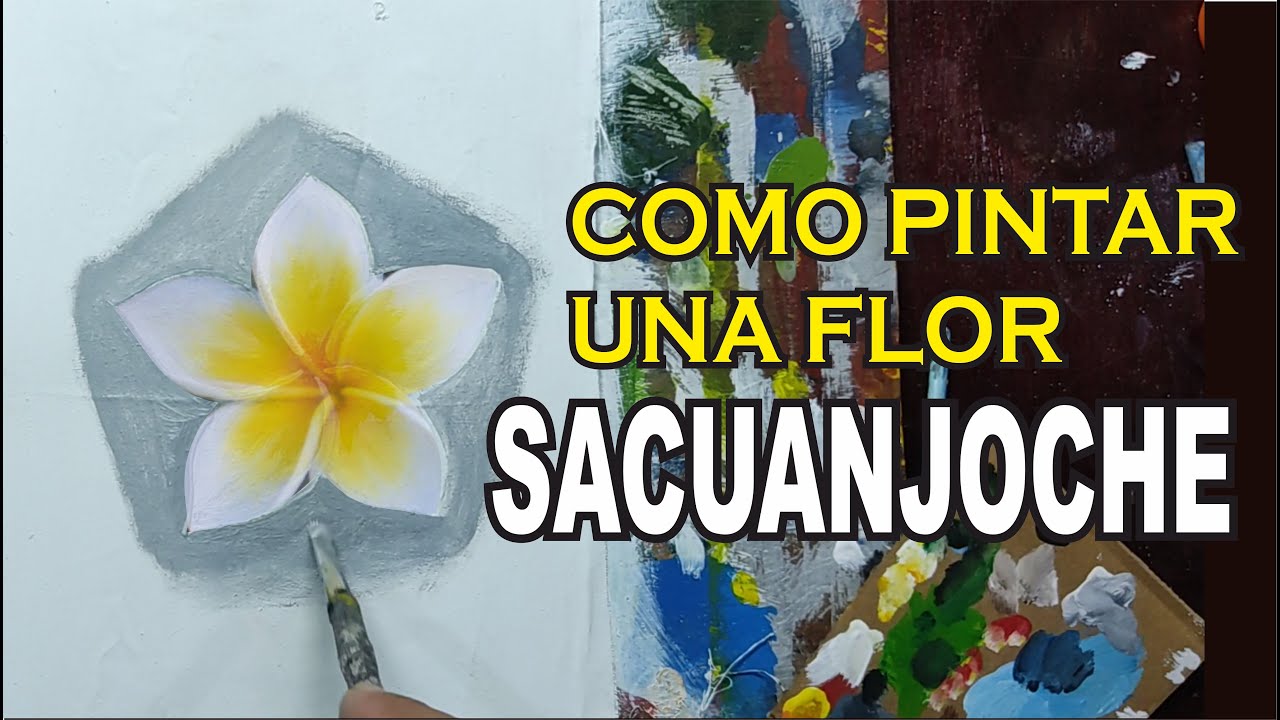 COMO DIBUJAR Y PINTAR UNA FLOR DE 5 PETALOS #SACUANJOCHE