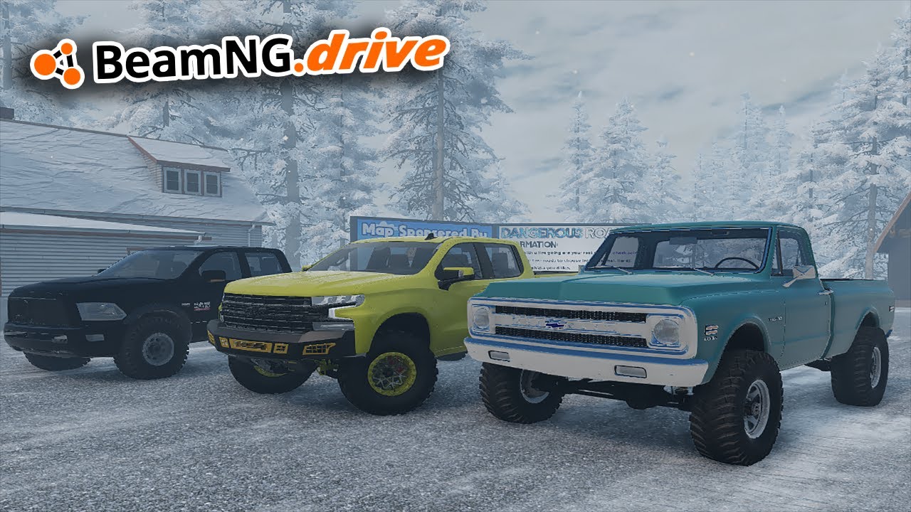BeamNG.drive MP - BOOSTED CHEVY VS ICY DANGEROUS ROADS 2!
