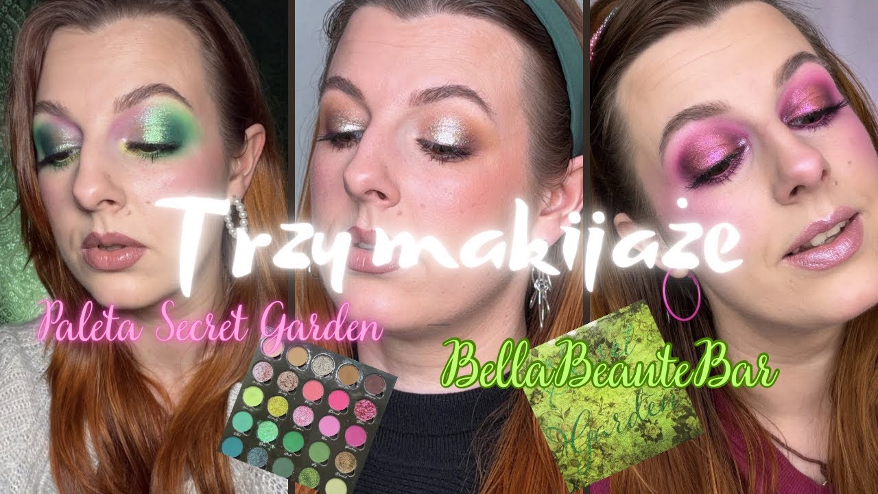 Najmocniejsze błyszczące cienie jakie znam!Paleta Secret Garden od Bellabeautebar, 3 różne makijaże 