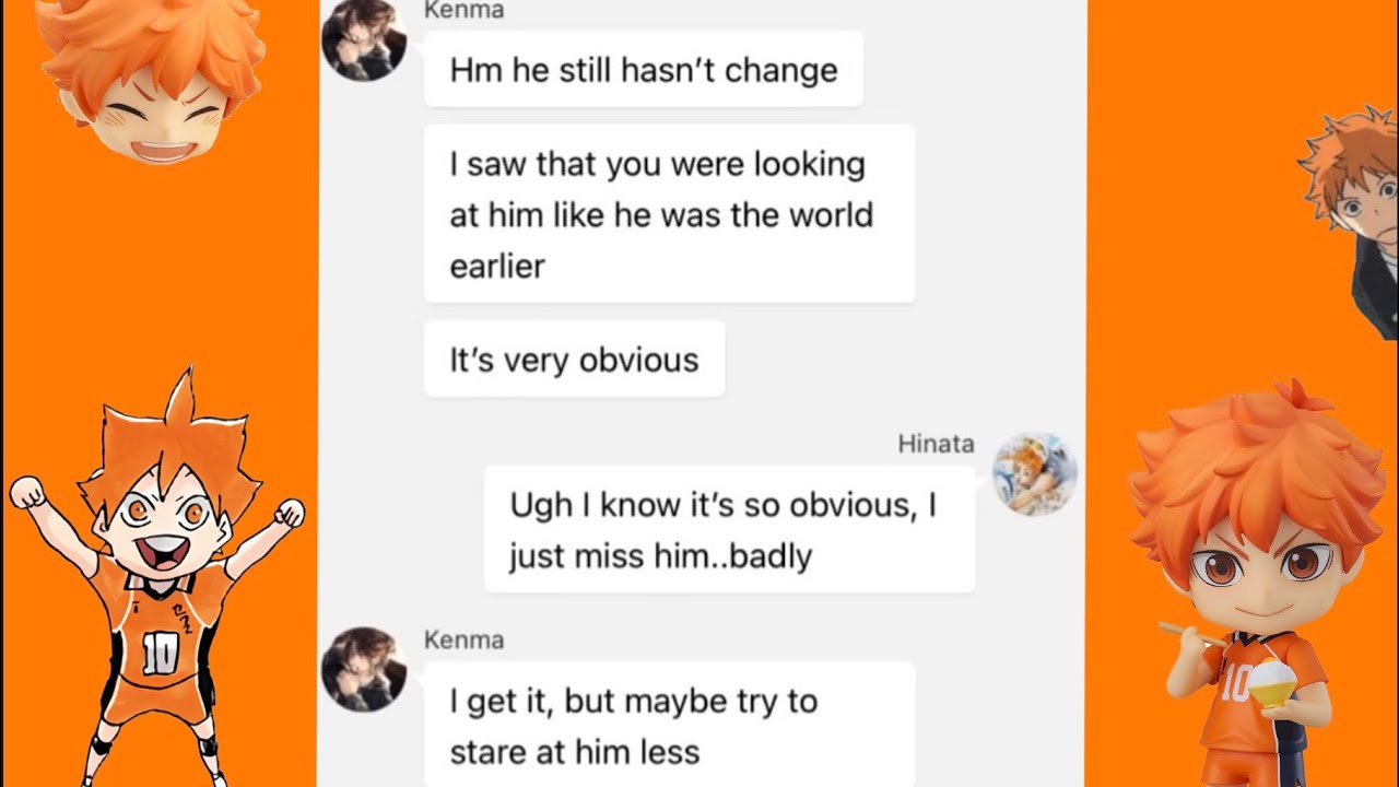 Haikyuu series: Tsukiyamakagehina texting story // Hinata’s POV