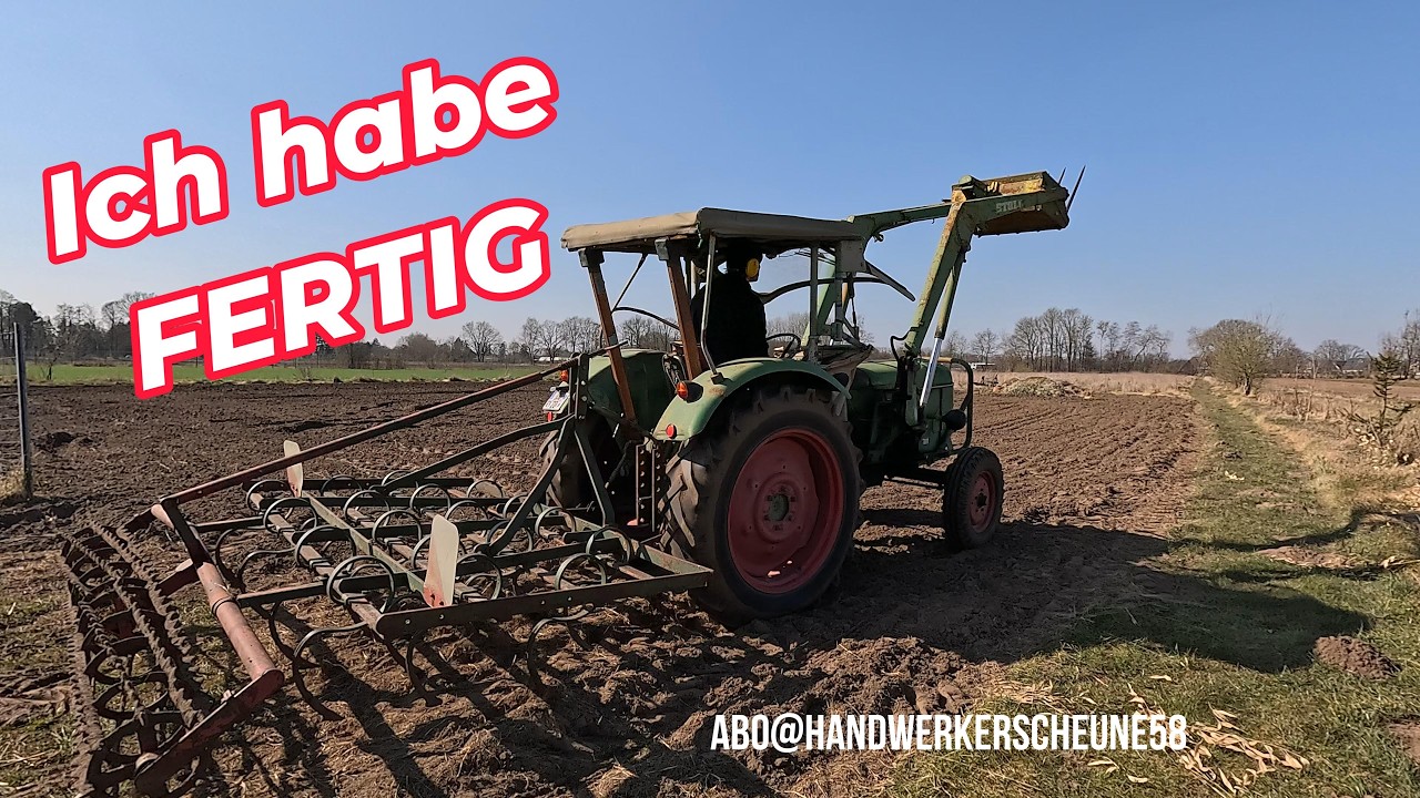 Das Ende - Ich habe fertig - Der Deutz 4005  hat jetzt Sommerpause - Die Acker ist beendet :-)